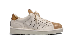 SCARPA ALLACCIATA P01 DONNA IN PELLE E SUEDE LUREX IVORY-GOLD